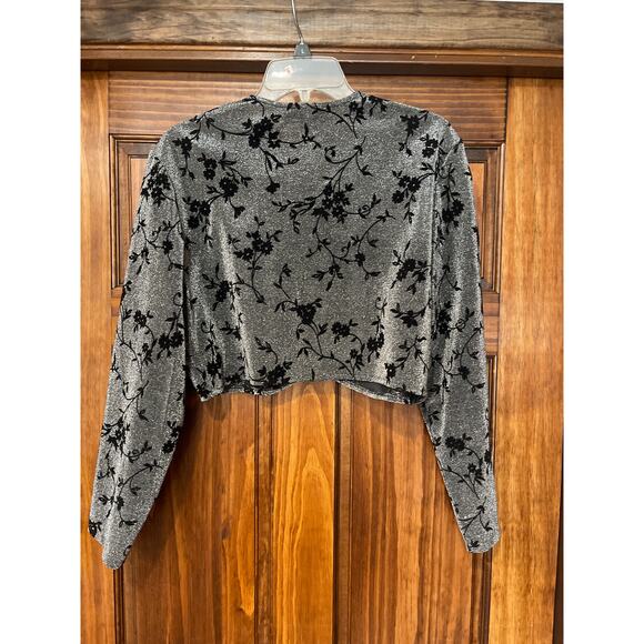 PATRA shimmer, velour floral print bolero crop style  jacket 14 - Picture 6 of 6